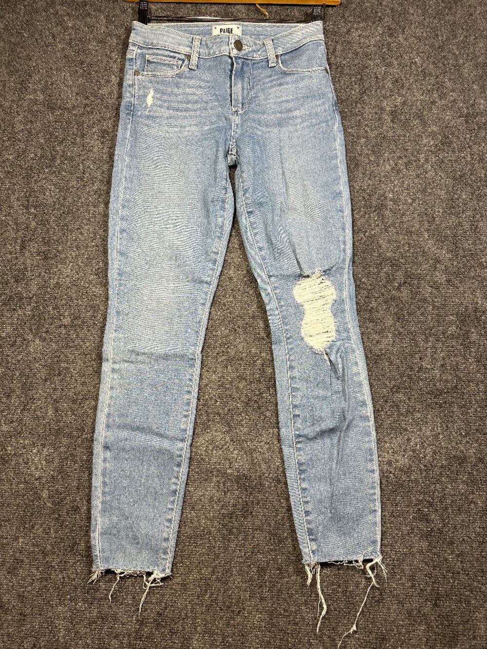 Paige Jeans Womens 26 Verdugo Ankle Light Wash Cotton Stretch Distressed Raw Hem
